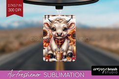 Fall Highland Cow Air Freshener PNG - Autumn PNG Sublimation Product Image 1