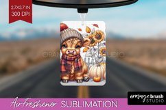 Fall Highland Cow Air Freshener PNG - Autumn PNG Sublimation Product Image 1