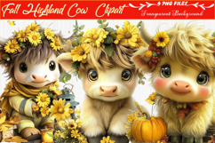 Fall Highland Cow Clipart Product Image 1