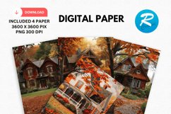 Fall Home Digital Paper, Fall Background Product Image 1