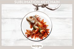Fall Iguana Animal v1 Round Keychain Sublimation Product Image 1