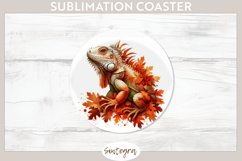 Fall Iguana Animal v1 Round Coaster Sublimation Product Image 1