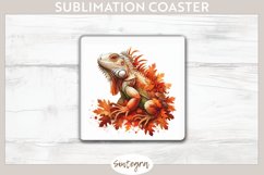 Fall Iguana Animal v1 Square Coaster Sublimation Product Image 1
