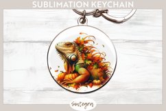 Fall Iguana Animal v2 Round Keychain Sublimation Product Image 1