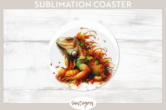 Fall Iguana Animal v2 Round Coaster Sublimation Product Image 1