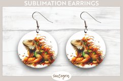 Fall Iguana Animal v2 Round Earrings Sublimation Product Image 1