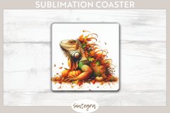 Fall Iguana Animal v2 Square Coaster Sublimation Product Image 1