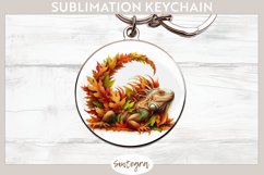 Fall Iguana Animal v3 Round Keychain Sublimation Product Image 1