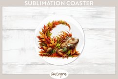 Fall Iguana Animal v3 Round Coaster Sublimation Product Image 1