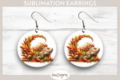 Fall Iguana Animal v3 Round Earrings Sublimation Product Image 1