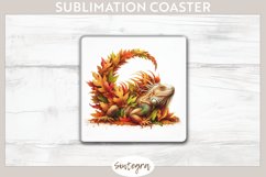 Fall Iguana Animal v3 Square Coaster Sublimation Product Image 1
