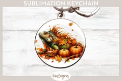Fall Iguana Animal v4 Round Keychain Sublimation Product Image 1