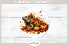 Fall Iguana Animal v4 Round Coaster Sublimation Product Image 1