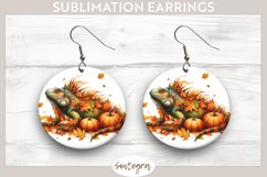 Fall Iguana Animal v4 Round Earrings Sublimation Product Image 1