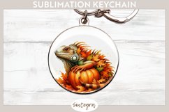 Fall Iguana Animal v5 Round Keychain Sublimation Product Image 1