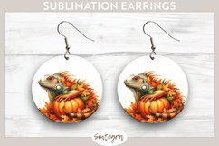 Fall Iguana Animal v5 Round Earrings Sublimation Product Image 1