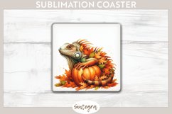 Fall Iguana Animal v5 Square Coaster Sublimation Product Image 1