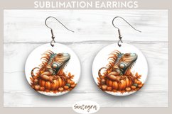 Fall Iguana Animal v6 Round Earrings Sublimation Product Image 1