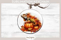 Fall Iguana Animal v7 Round Keychain Sublimation Product Image 1