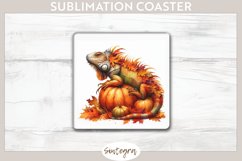 Fall Iguana Animal v7 Square Coaster Sublimation Product Image 1