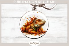 Fall Iguana Animal v8 Round Keychain Sublimation Product Image 1
