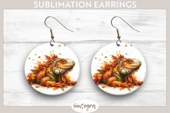 Fall Iguana Animal v8 Round Earrings Sublimation Product Image 1