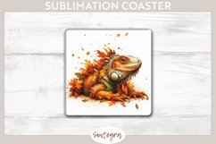 Fall Iguana Animal v8 Square Coaster Sublimation Product Image 1