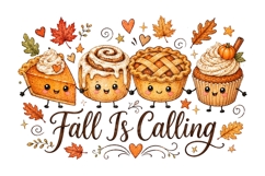 Fall Is Calling Cute Autumn Treats PNG Sublimation Design Product Image 1