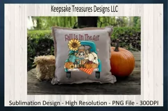 Fall Is In The Air Scarecrow Teal Truck, Autumn PNG File Product Image 6
