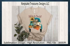 Fall Is In The Air Scarecrow Teal Truck, Autumn PNG File Product Image 3