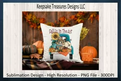 Fall Is In The Air Scarecrow Teal Truck, Autumn PNG File Product Image 1