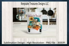 Fall Is In The Air Scarecrow Teal Truck, Autumn PNG File Product Image 5