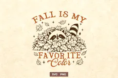 Fall Is My Favorite Color SVG PNG, Cute Autumn Raccoon Product Image 1