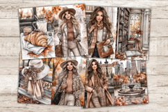 GlamArtZhanna, fall journal pages, city junk paper, autumn collage, travel journal, fall vibes kit, autumn woman, pumpkin sheet, urban autumn, fall skyline, sidewalk dreams, junk journal, fall printables, city scrapbook