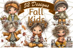Fall Kids Clipart, Cozy Autumn Children PNG Product Image 1