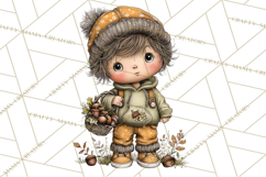 Fall Kids Clipart, Cozy Autumn Children PNG Product Image 2