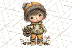 Fall Kids Clipart, Cozy Autumn Children PNG Product Image 2