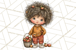 Fall Kids Clipart, Cozy Autumn Children PNG Product Image 3