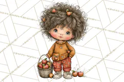 Fall Kids Clipart, Cozy Autumn Children PNG Product Image 3