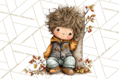 Fall Kids Clipart, Cozy Autumn Children PNG Product Image 4