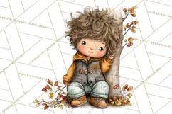 Fall Kids Clipart, Cozy Autumn Children PNG Product Image 4