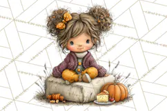 Fall Kids Clipart, Cozy Autumn Children PNG Product Image 5