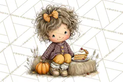 Fall Kids Clipart, Cozy Autumn Children PNG Product Image 2