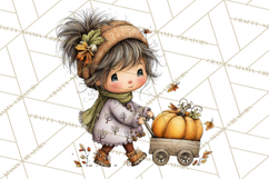 Fall Kids Clipart, Cozy Autumn Children PNG Product Image 3