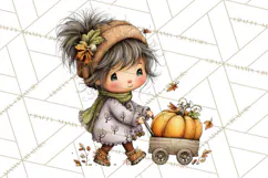Fall Kids Clipart, Cozy Autumn Children PNG Product Image 3