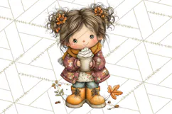 Fall Kids Clipart, Cozy Autumn Children PNG Product Image 4