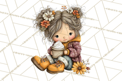 Fall Kids Clipart, Cozy Autumn Children PNG Product Image 5