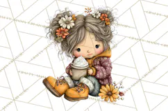 Fall Kids Clipart, Cozy Autumn Children PNG Product Image 5