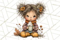 Fall Kids Clipart, Cozy Autumn Children PNG Product Image 2