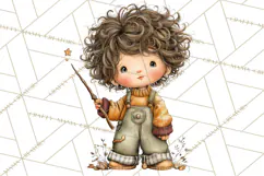 Fall Kids Clipart, Cozy Autumn Children PNG Product Image 4